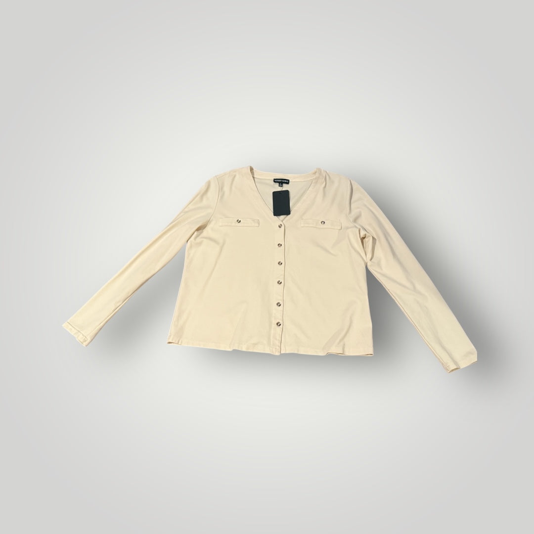 Modern Works Button Front Long Sleeve Top Size large